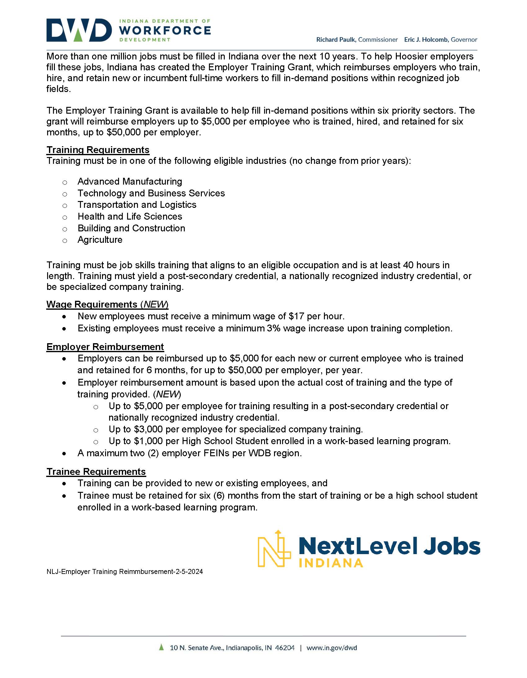 Next Level Jobs ETG Fact Sheet 2 5 24